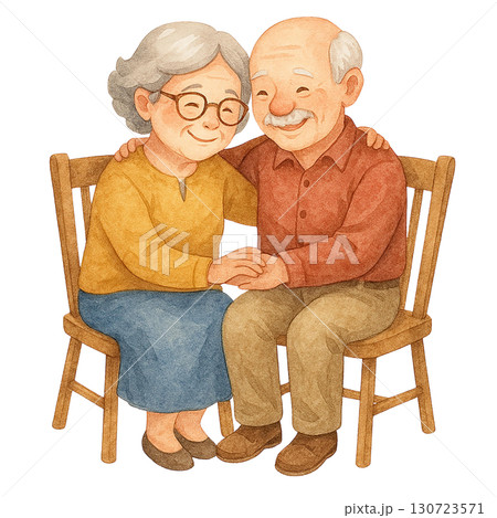 A joyful elderly couple sharing a loving moment together. 130723571
