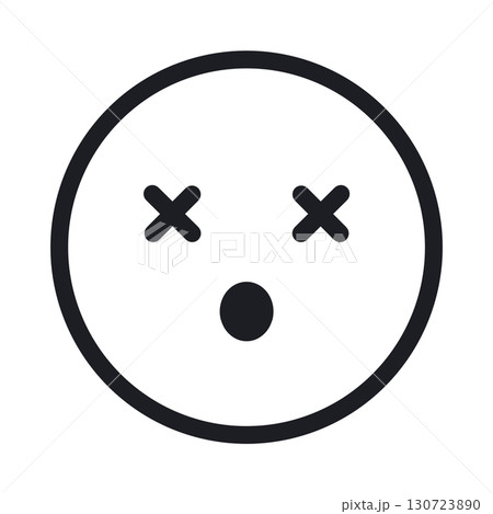 ショックを受けた顔のシンプルなアイコン(線画・透過版) ショックを受けた顔のシンプルなアイコン(線画・透過版) 130723890