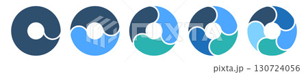 循環型プロセスを示す 円形チャート図形のセット　サイクル図　分割循環図　ベクターイラスト 130724056
