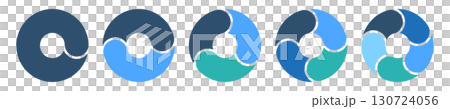 循環型プロセスを示す 円形チャート図形のセット　サイクル図　分割循環図　ベクターイラスト 130724056