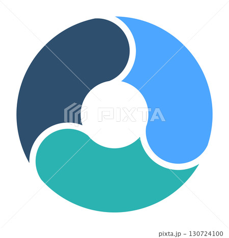 循環型プロセスを示す円形チャート図形　3分割　サイクル図　分割循環図　ベクターイラスト 130724100
