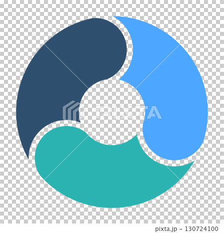 循環型プロセスを示す円形チャート図形　3分割　サイクル図　分割循環図　ベクターイラスト 130724100