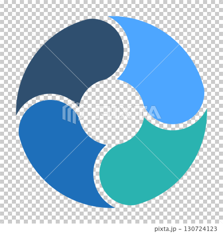 Circular chart showing a cyclical process. 4-division cycle diagram. Divided cycle diagram. Vector illustration. Circular chart showing a cyclical process. 4-division cycle diagram. Divided cycle diagram. Vector illustration. 130724123