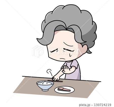 食欲がない高齢女性のイラスト 130724219