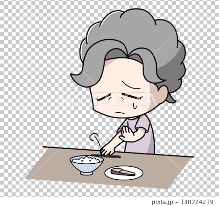 食欲がない高齢女性のイラスト 130724219