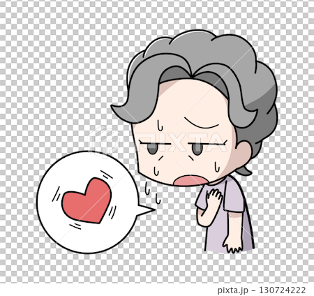 動悸がする高齢女性のイラスト 130724222