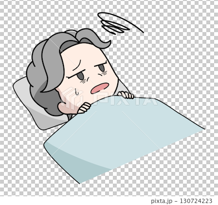一位即使在床上也無法入睡的老年婦女的插圖 130724223