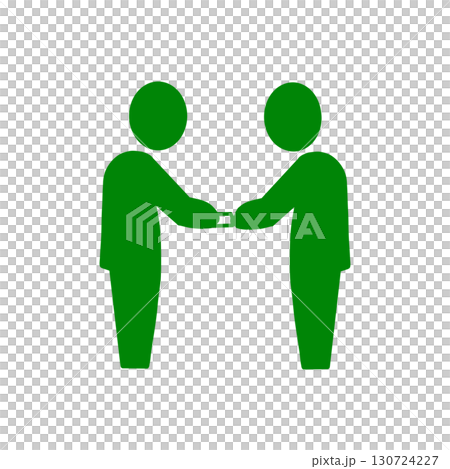 ビジネスマナーアイコン・お辞儀や挨拶を示すシンプルピクトグラム（緑色） 130724227