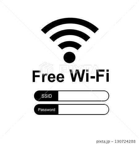 フリーWi-Fiのシンプルなイラスト　Wi-Fi free,アイコン,サイン,表示  130724288