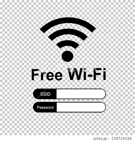 フリーWi-Fiのシンプルなイラスト　Wi-Fi free,アイコン,サイン,表示  130724288