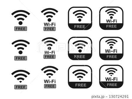 フリーWi-Fiのシンプルなイラスト　Wi-Fi free,アイコン,サイン,表示  130724291