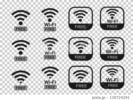 フリーWi-Fiのシンプルなイラスト　Wi-Fi free,アイコン,サイン,表示  130724291