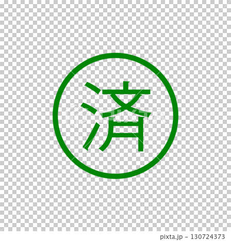 An icon with the word "Done" indicating completion or approval 130724373