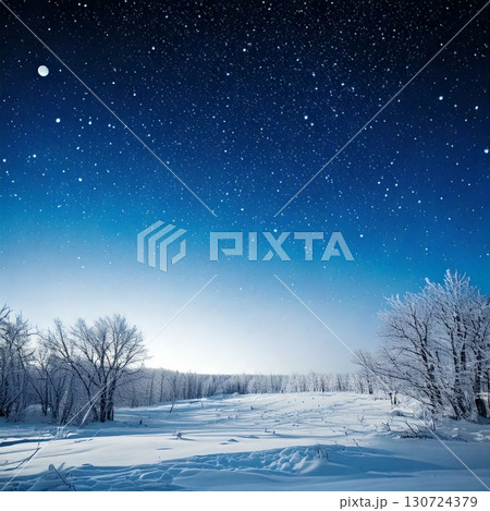 背景に広がる冬の冷たい夜空 背景に広がる冬の冷たい夜空 130724379