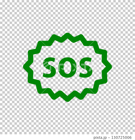 An icon of a jagged circle with the letters SOS inside it An icon of a jagged circle with the letters SOS inside it 130725006