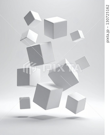 Abstract futuristic background of 3D gray cubes in a geometric pattern, ideal for technology, business, or architectural design 130725162