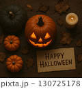 ハロウィンのかぼちゃとキャンドル 130725178