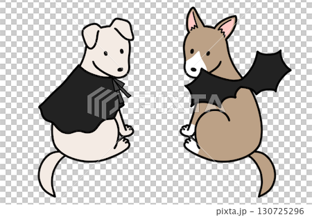 穿著萬聖節服裝的狗、救援犬和混種狗 130725296