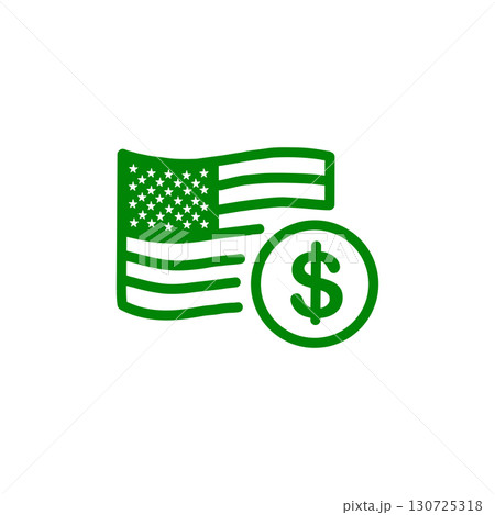 アメリカ国旗とドルの通貨アイコン 130725318