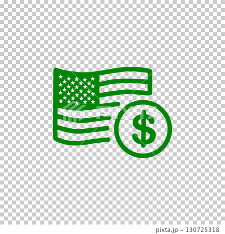 アメリカ国旗とドルの通貨アイコン 130725318