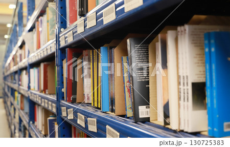 logistic warehouse. packing line in a logistics warehouse. conveyor belt in a modern production line 130725383