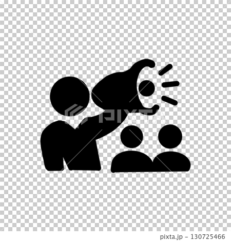 Icon of a person speaking with a loudspeaker Icon of a person speaking with a loudspeaker 130725466