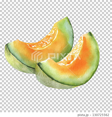 水彩甜瓜卡通水果素材PNG摳圖 水彩甜瓜卡通水果素材PNG摳圖 130725562