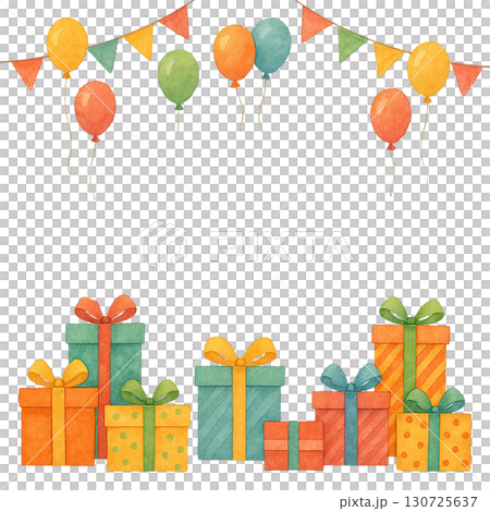 Colorful balloons and gift boxes for festive celebrations. 130725637