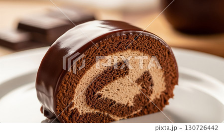 Chocolate Swiss Roll with Ganache Glaze 130726442