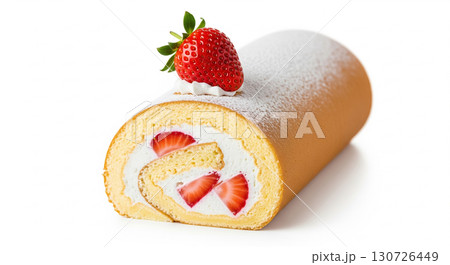 Strawberry Cream Swiss Roll with Fresh Berry Topping 130726449