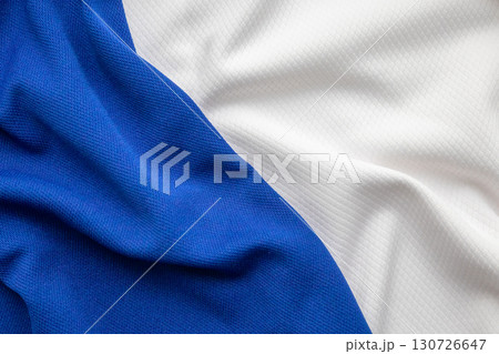 Blue and white sports clothing fabric football shirt jersey texture background 130726647