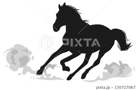 颯爽と走る馬のシルエット 130727067