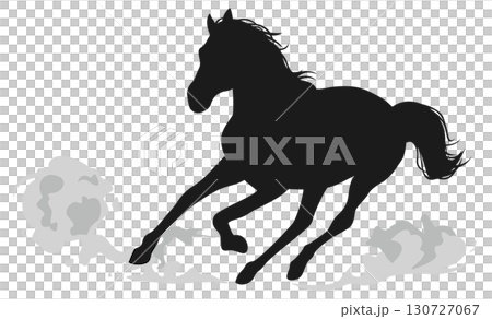 颯爽と走る馬のシルエット 130727067