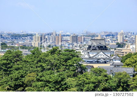 岡崎市、岡崎城と街並み 130727502