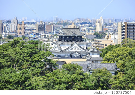 岡崎市、岡崎城と街並み 130727504