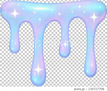 Iridescent pastel slime dripping with sparkles and a glowing effect 130727706