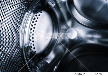 Washing Machine Drum Chrome Interior Close-up 130727808