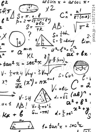 Mathematical Equations on white background. Scientific background concept 130727814