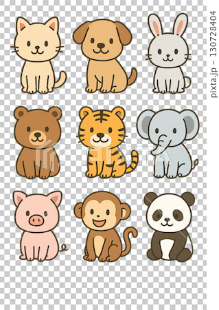 様々な動物のイラストセット[背景透過] 130728404