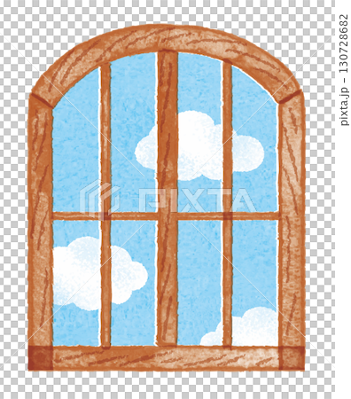 窗戶插圖，可欣賞藍天白雲 130728682