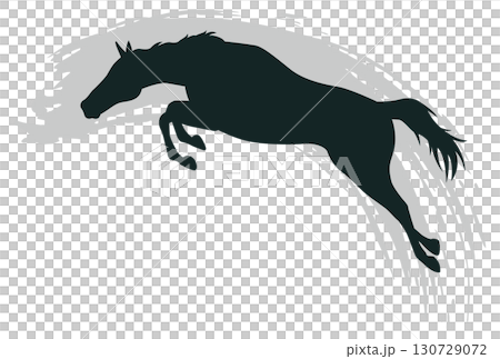 ジャンプしている馬のシルエット ジャンプしている馬のシルエット 130729072