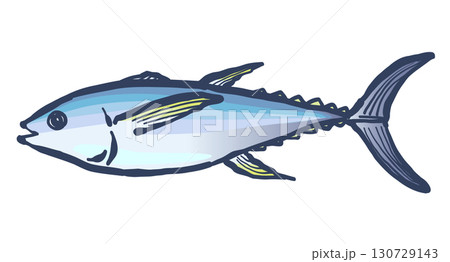 筆で描いた、魚の「キハダマグロ」 130729143