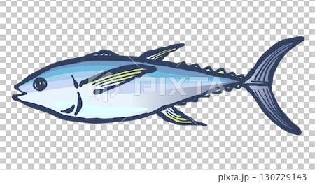 筆で描いた、魚の「キハダマグロ」 130729143