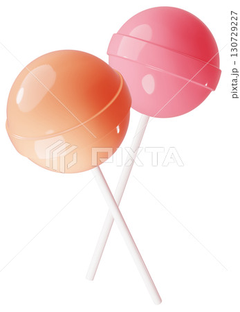 3D素材_ペロペロキャンディー_オレンジ 130729227