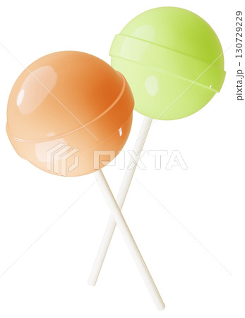 3D素材_ペロペロキャンディー_オレンジ 3D素材_ペロペロキャンディー_オレンジ 130729229