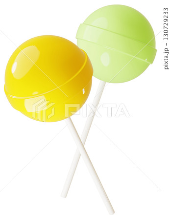 3D素材_ペロペロキャンディー_黄色 130729233