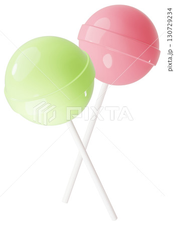 3D素材_ペロペロキャンディー_黄緑 130729234