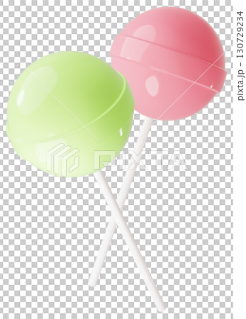 3D素材_ペロペロキャンディー_黄緑 130729234