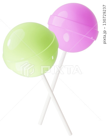 3D素材_ペロペロキャンディー_黄緑 130729237