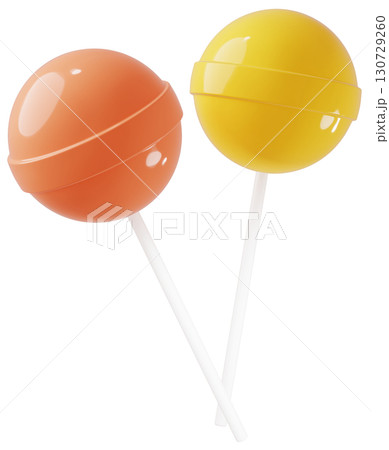3D素材_ペロペロキャンディー_オレンジ 130729260